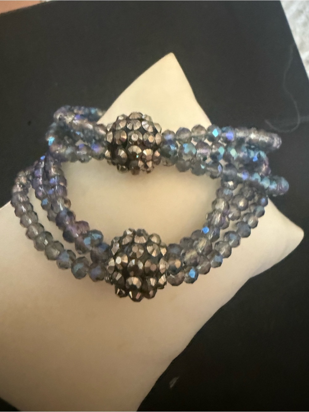 Sparkling Iridescent Beaded Stretch Bracelet - Blue-Purple